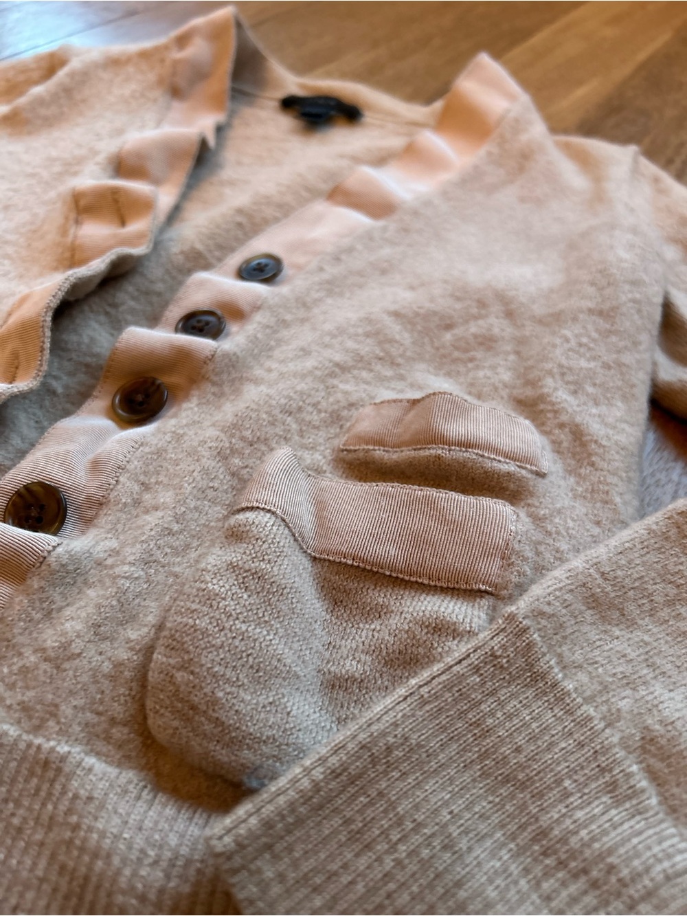 J. Crew Cream Ruffle-Trim Button Cardigan - Picture 4 of 4